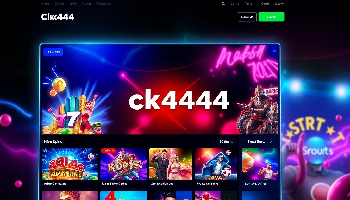 Engaging ck4444 casino platform with colorful slots, live dealer, and sports betting in vivid detail, capturing the thrill of online gaming for users.
