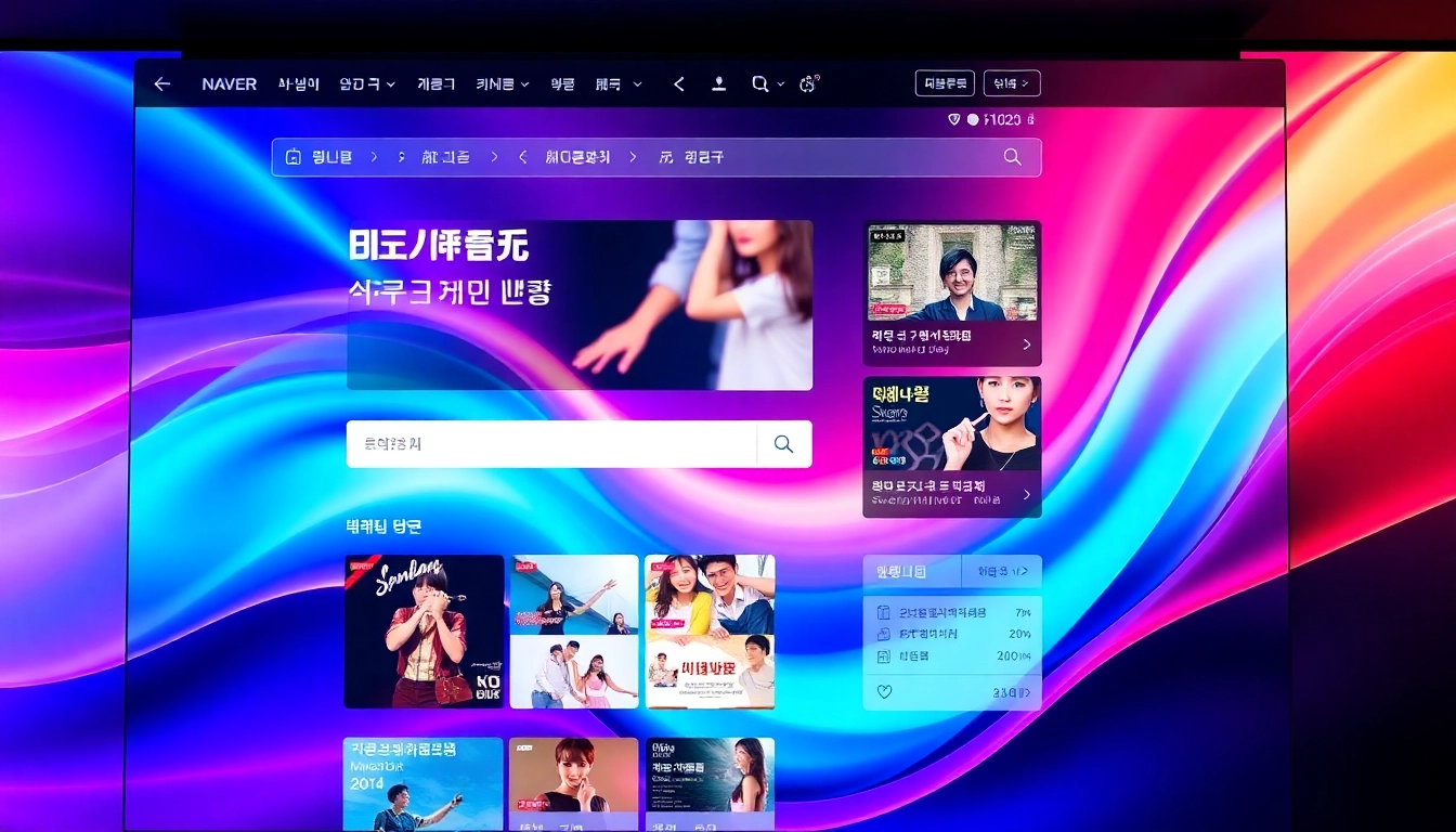 Naver homepage featuring a clean, user-friendly interface with search bar and colorful icons, highlighting Korea's leading web platform.