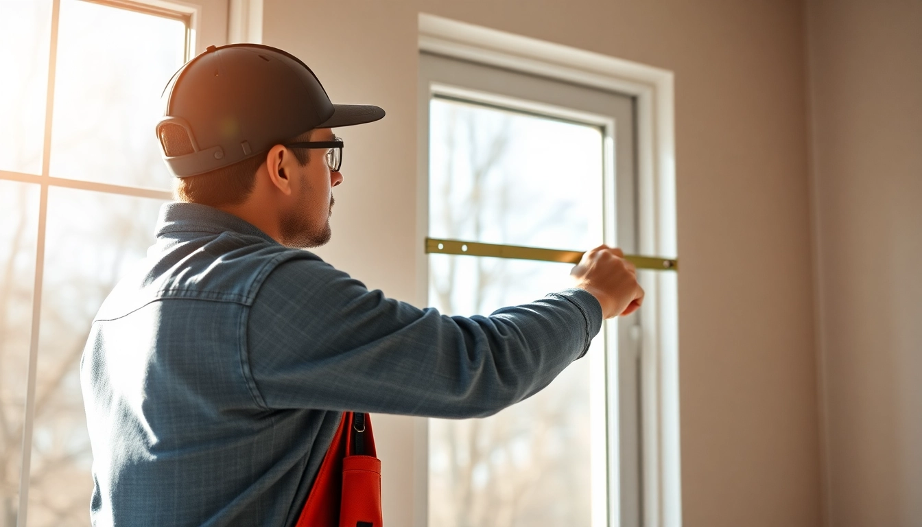 Window Installers Near Me: professional measuring and installing energy-efficient windows.
