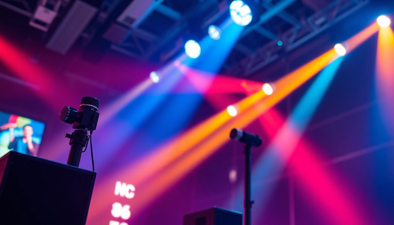 Professionelle Licht- und Tontechnik Köln im Einsatz bei einer Veranstaltung, hochwertiges Equipment vor einer Feierkulisse, technische Expertise sichtbar, perfekte Atmosphäre für Events.