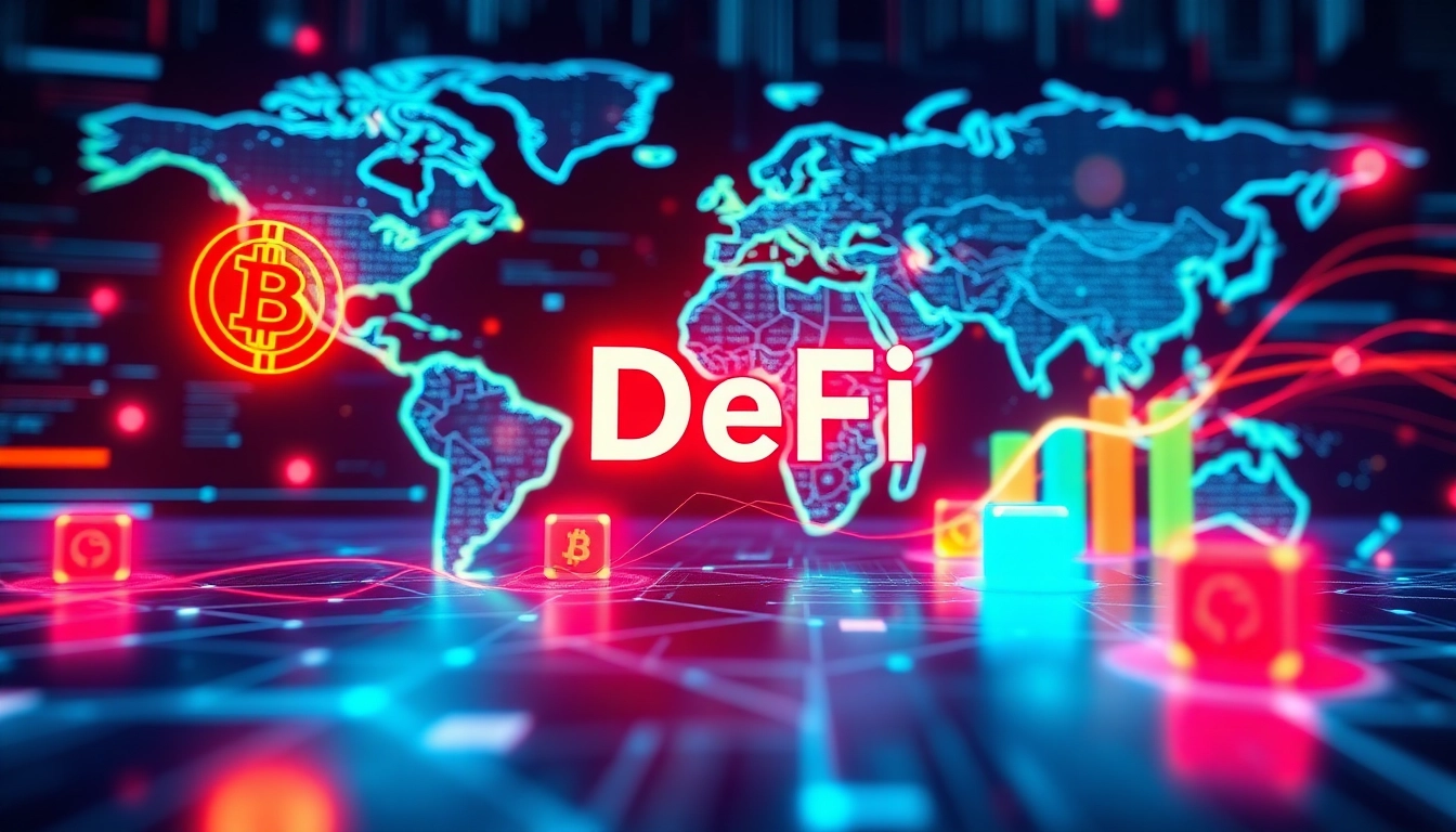 DeFi updates in a vibrant blockchain network highlighting the latest DeFi developments and news trends.