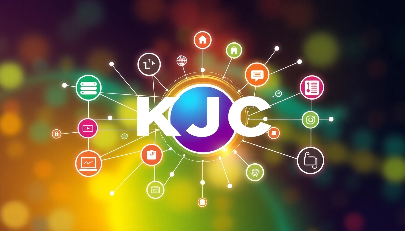 KJC digital ecosystem symbolizing global connectivity and technological innovation, illustrating its comprehensive services and modern infrastructure.