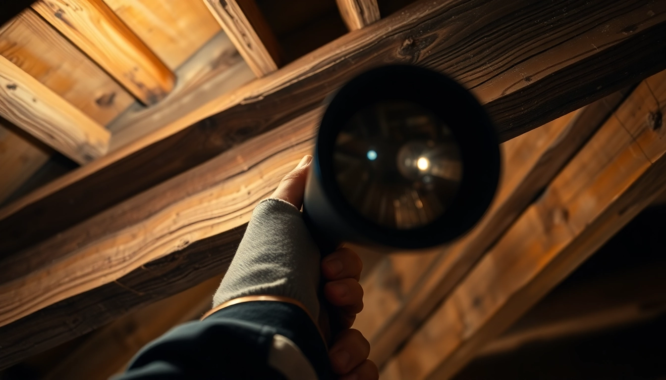 Houtwormen bestrijden: Expert inspectie en behandeling in een houten constructie met borescope en vochtmeter voor effectieve detectie.