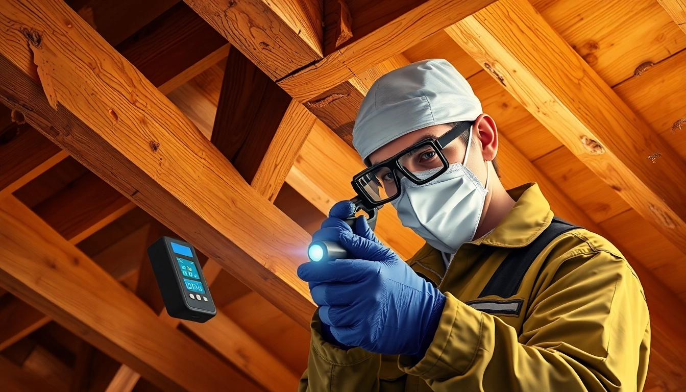 Technicus voert inspectie uit op houten balk met geavanceerde apparatuur
