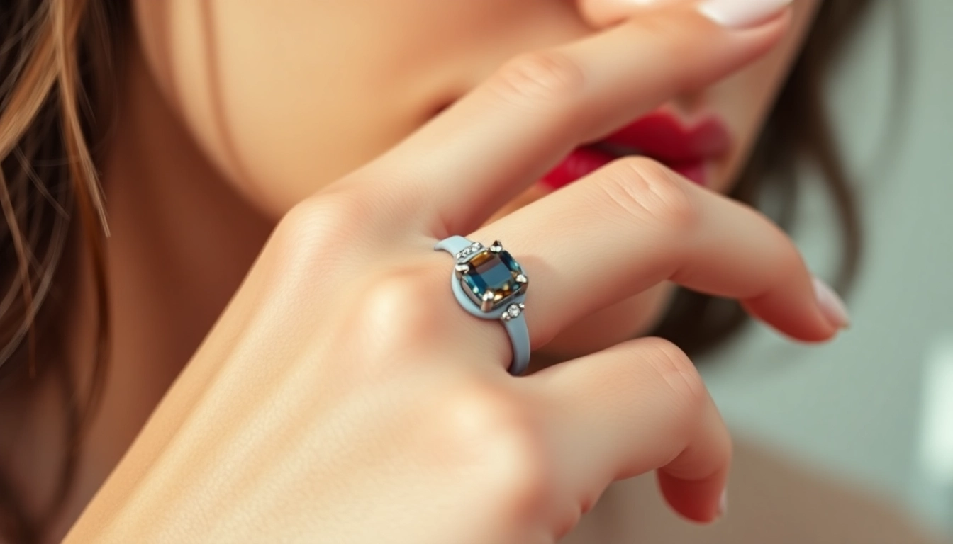 Elegant pierscionek na gumce showcased on a finger, emphasizing its flexibility and fashionable