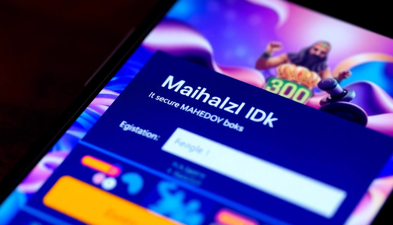 Create a professional image showing a user creating a Mahadev book id on mobile for secure