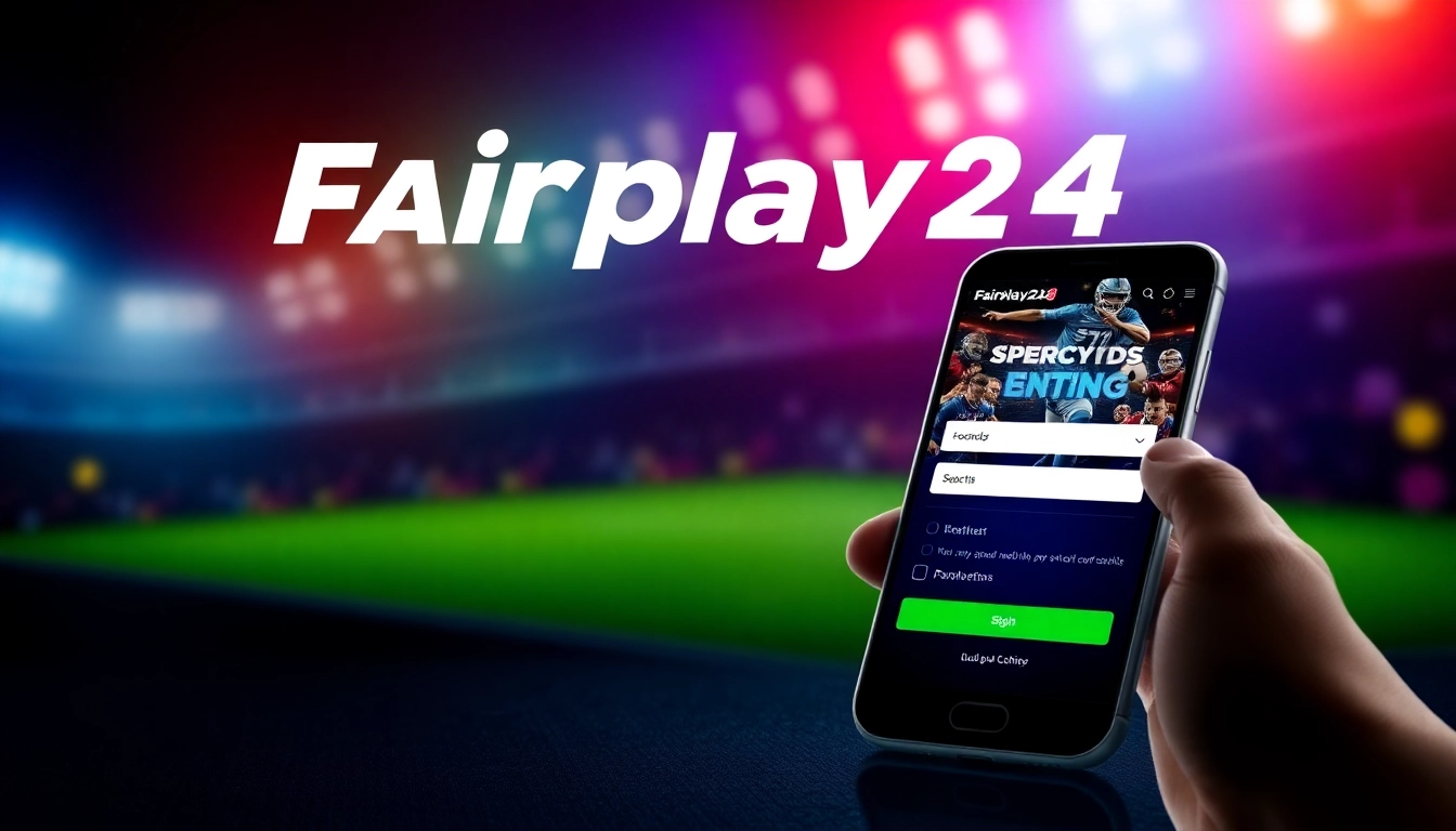 Easy Fairplay24 login process with secure interface and vibrant sports betting background for