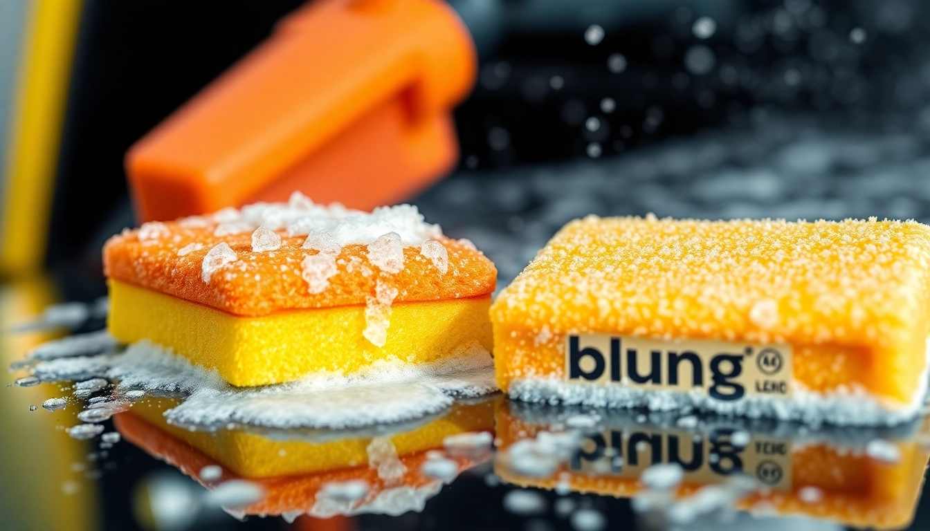 Blung cleaning sponge in action during a vehicle wash demonstrating durability and efficiency
