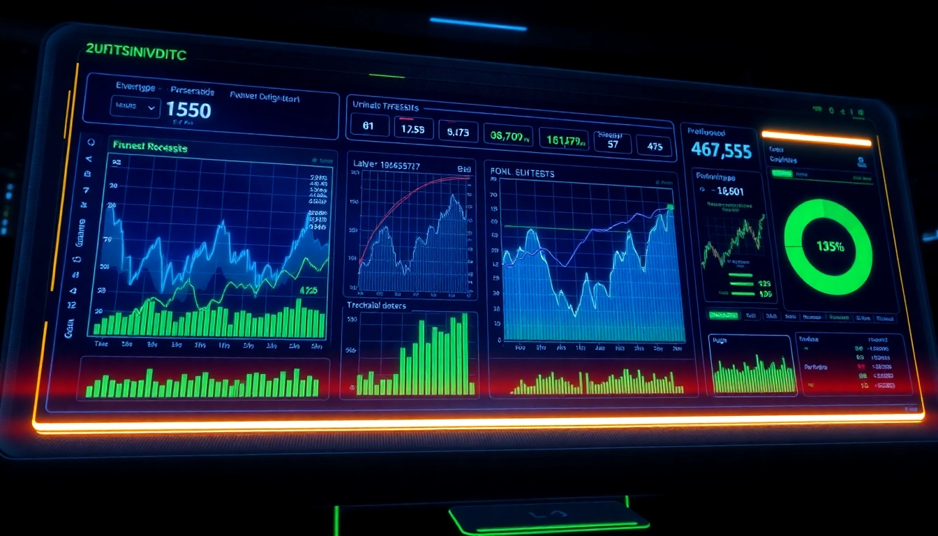Powerful aicoin market data analysis on a futuristic digital dashboard with real-time charts